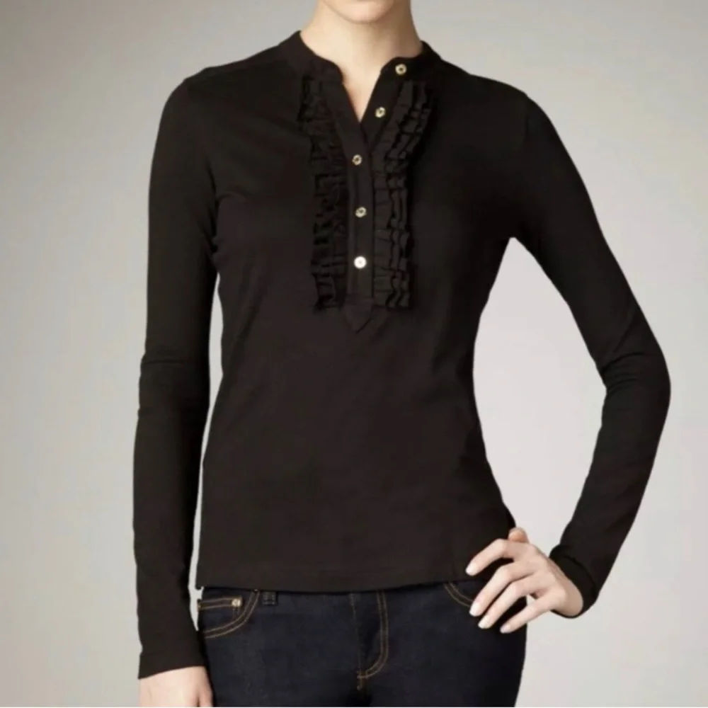Tory Burch Rommily Black Long Sleeve Shirt Size‎ S